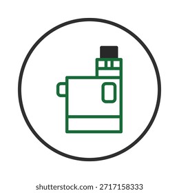 This simple and clean design shows an electronic cigarette, perfect for representing the growing industry of vaping. Use it on websites, apps, or printed materials to illustrate technology and