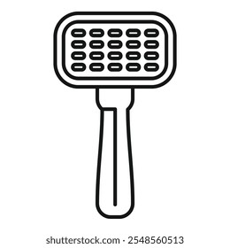 This simple and clean line icon represents a pet comb, perfect for designs related to pet care and grooming