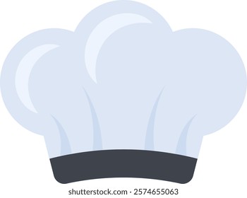 This simple and clean vector illustration depicts a classic chef's hat, perfect for use in culinary-themed designs, websites, and apps.