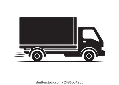 This simple delivery truck silhouette vector features a clean and minimalist design, ideal for transportation and logistics projects.