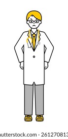 This is a simple "doctor" whole body pose illustration.