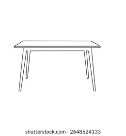 This simple, elegant line drawing depicts a mid-century modern dining table.