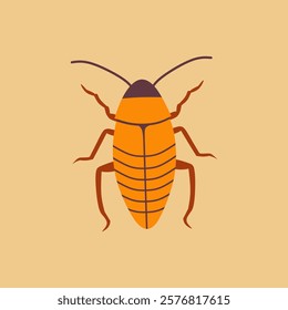 This simple, flat design showcases an orange cockroach.