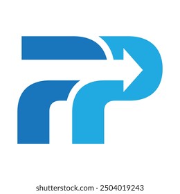 This is a simple flat logo of initial letter PP with arrow in blue color