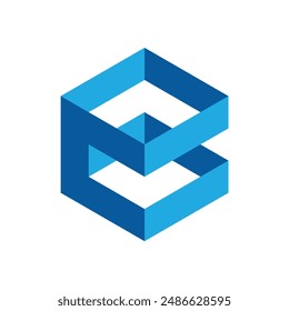 This is a simple flat logo of letter b in hexagonal shape in blue color on a white background