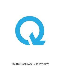 This is a simple flat logo of one letter q that shapes like a reloading or recycling arrow in blue color