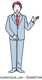 This is a simple full body illustration of a businessman giving directions.It is vector data that is easy to edit.