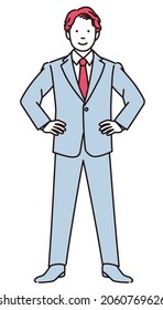 This is a simple full body illustration of a businessman standing on his head.It is vector data that is easy to edit.