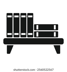 This simple icon of a bookshelf holding books is perfect for projects related to literature, education, and knowledge