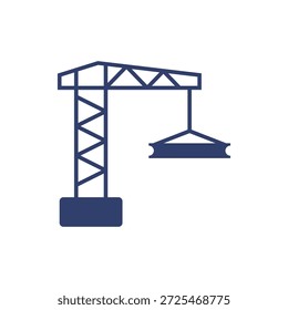 This is a simple icon of a crane, commonly used in construction and industrial settings. The crane is depicted in a basic, line-art style on a white background, making it easily recognizable and versatile for various applications.