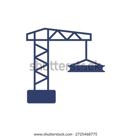 This is a simple icon of a crane, commonly used in construction and industrial settings. The crane is depicted in a basic, line-art style on a white background, making it easily recognizable and versatile for various applications.