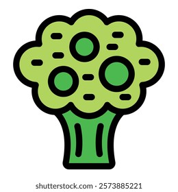 This simple icon depicts a head of broccoli, a nutritious vegetable