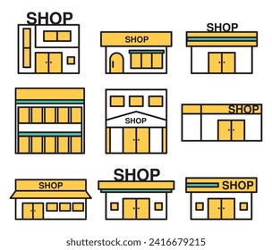 This is a simple icon set B of various shop buildings.