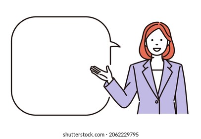 This is a simple illustration of a businesswoman giving an explanation.It is a vector data which is easy to edit.