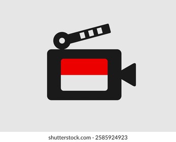 This is a simple illustration of a clapperboard with a camera attached