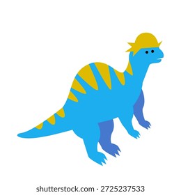 Esta es una simple ilustración de un lindo personaje de dinosaurio, un Pachycephalosaurus, caracterizado por su cresta en su cabeza.