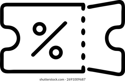 Esta es una ilustración simple de un Cupón de descuento, comúnmente utilizado para promociones y ofertas. Es un Diseño gráfico de Vector, aislado sobre un fondo blanco.