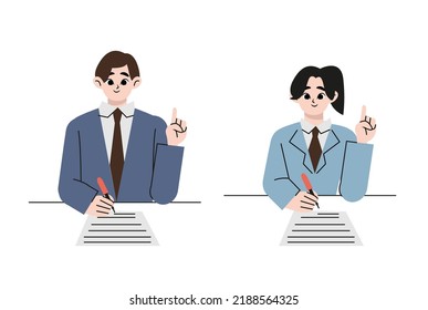 This is a simple illustration of a male and female student wearing a uniform and taking classes. Vector data that is easy to edit. Flat style vector design illustration