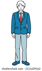 This is a simple illustration of a male student standing facing forward.It is a vector data which is easy to edit.