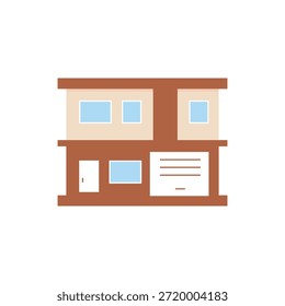 Esta es una ilustración simple de una casa moderna con un garaje y ventanas. La casa está representada en un estilo limpio y minimalista, con un esquema de color marrón y beige. La ilustración se coloca sobre un fondo blanco, lo que facilita su visualización y comprensión. La Imagen se puede utilizar para representar una propiedad residencial, una casa o un edificio en una variedad de contextos, como bienes raíces, arquitectura o construcción.