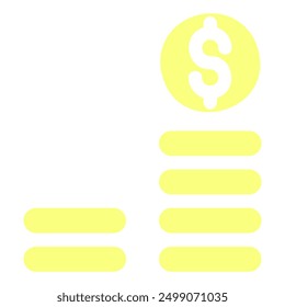 This is a simple illustration representing financial growth, depicted by a stack of coins increasing in height, symbolizing wealth and prosperity.