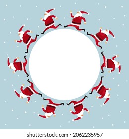 Esta es una simple ilustración de Santa Claus corriendo en círculo en la nieve. Es un material vector fácil de usar.