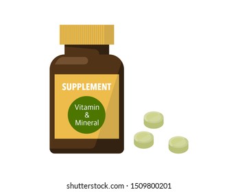 This is an simple illustration of supplement of Vitamin and Mineral in flat design.