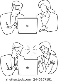 This is a simple illustration of two people considering a single stroke.