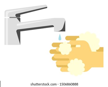 This is a simple illustration of washing hands with hand soap.