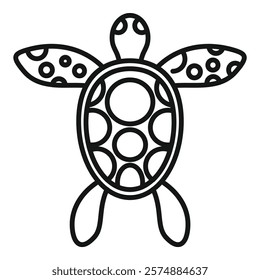 This simple line art drawing of a sea turtle swimming is perfect for representing concepts of nature and wildlife