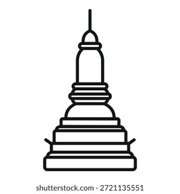 Esta simple ilustración de arte lineal representa una estupa budista, una estructura en forma de cúpula erigida como un santuario budista