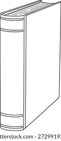 Este es un simple dibujo de línea de un libro cerrado. El libro está representado con una cubierta lisa y páginas visibles en la parte superior. La ilustración se realiza en líneas negras sobre un fondo blanco, dándole un aspecto limpio y minimalista.