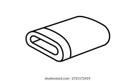 Este simple dibujo de líneas representa una toalla doblada, ideal para representar elementos esenciales de baño o spa en varios contextos de diseño. Su estilo minimalista lo hace adecuado para iconos, logotipos y temas de decoración