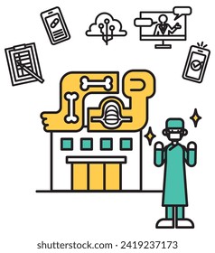 This is a simple line drawing illustration of orthopedic surgery.
