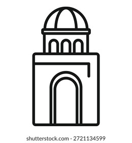 Dieses einfache Linien-Icon-Design verfügt über ein Gebäude mit einer Kuppel, Säulen und einem Bogen, sodass es perfekt für Projekte im Zusammenhang mit Architektur und Tourismus