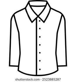 This simple, line-art illustration depicts a collared shirt, perfect for design projects needing a basic, clean-cut garment image. Versatile for fashion, apparel, or style presentations.