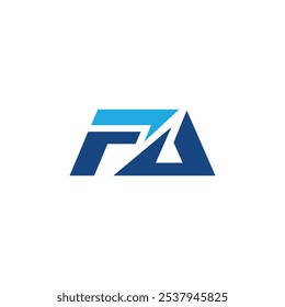 This is a simple logo design of initial letter FA in sporty pointy style in blue color