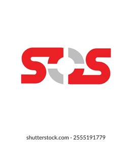 This is a simple logo design of initial SOS in red color in flat style that looks clean on a white background