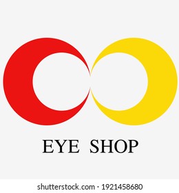 Este es un logo simple para una tienda de anteojos. Dos círculos de diferentes colores representan el ojo humano que tiene diferente salud.