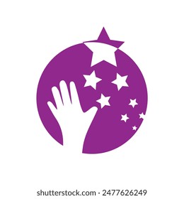 This is a simple logo image of a children hand reaching the star on a purple round shape that represents children's dream and hope