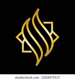 Dies ist ein einfaches Logo-Bild eines Buchstaben s in einer quadratischen Form in goldener Farbe, die elegant auf schwarzem Hintergrund aussieht