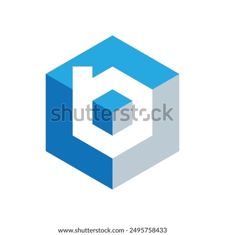 This is a simple logo of an initial letter b in hexagonal block style in blue color