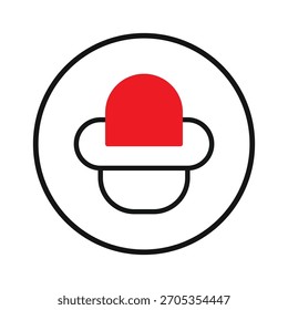 Este é um design gráfico minimalista simples apresentando uma forma abstrata vermelha dentro de um círculo branco. O contorno preto cria uma distinção clara, tornando-o adequado para logotipos, símbolos ou elementos decorativos