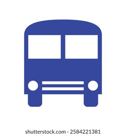 This simple, minimalist vector design features a blue bus, perfect for use in transportation logos, advertising, or branding related to travel services.

