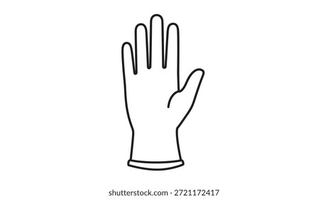 Este é um simples, desenho de linha minimalista de uma luva com dedos estendidos, retratado em contorno preto sobre um fundo branco. O design enfatiza a elegância e a simplicidade, adequadas para moda ou