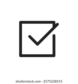 This is a simple and modern checkmark vector icon that beautifully symbolizes approval, completed tasks, or validated choices, which makes it ideal for use in a variety of digital applications