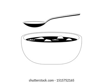 This is a simple monochrome illustration of a nourishing stew.