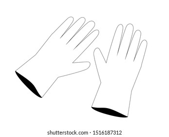 This is a simple monochrome vector illustration of rubber gloves.