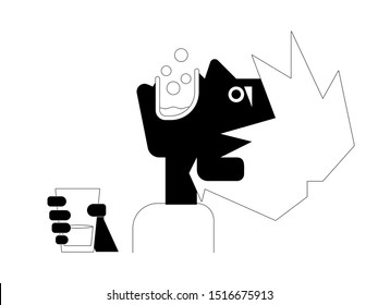 This is a simple monochrome vector illustration of a man gargle.