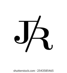 This is a simple monogram logo design of an initial JR in serif font that looks elegant and classic on a white background